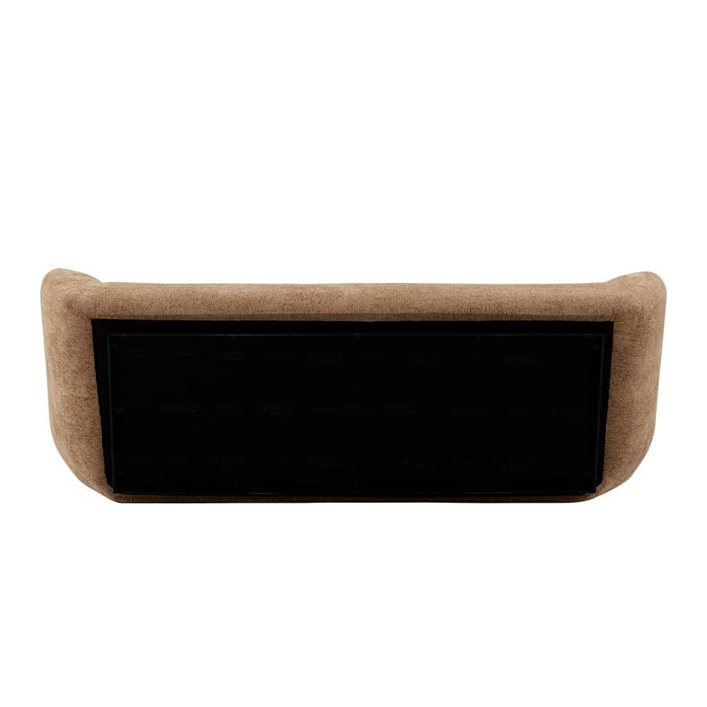 Ulka Light Brown Velvet Sofa with Round Arms and Pine Wood Frame