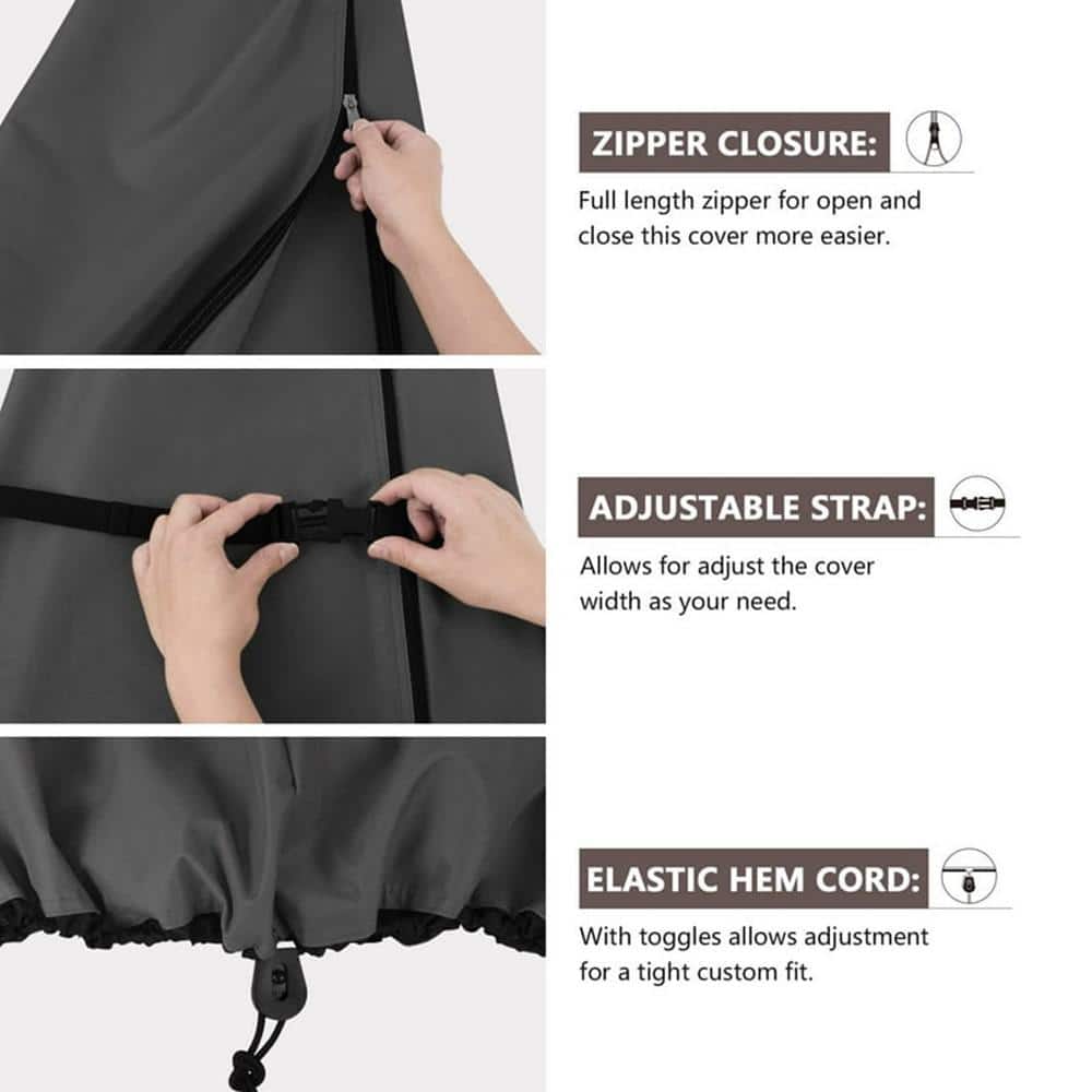 Black 600D Waterproof Outdoor Market Umbrella Cover