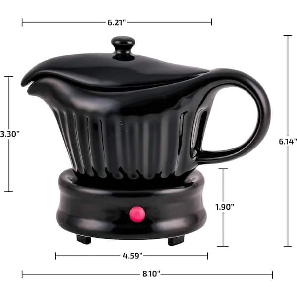 OVENTE 13.5 oz. Black Ceramic Electric Gravy Boat Warmer with Lid and  Detachable Base FW024589B - The Home Depot