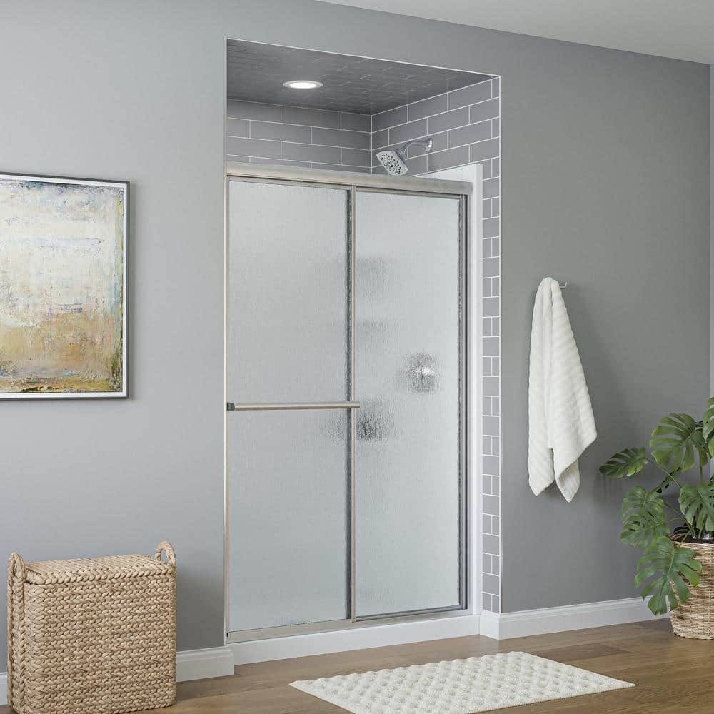 Sterling 48" x 70" Silver Framed Sliding Shower Door