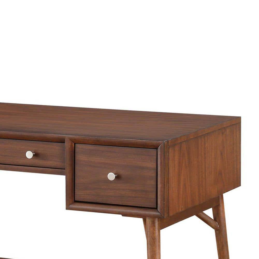 Elevate 52'' Walnut Brown Wooden Writing Desk with 3 Drawers