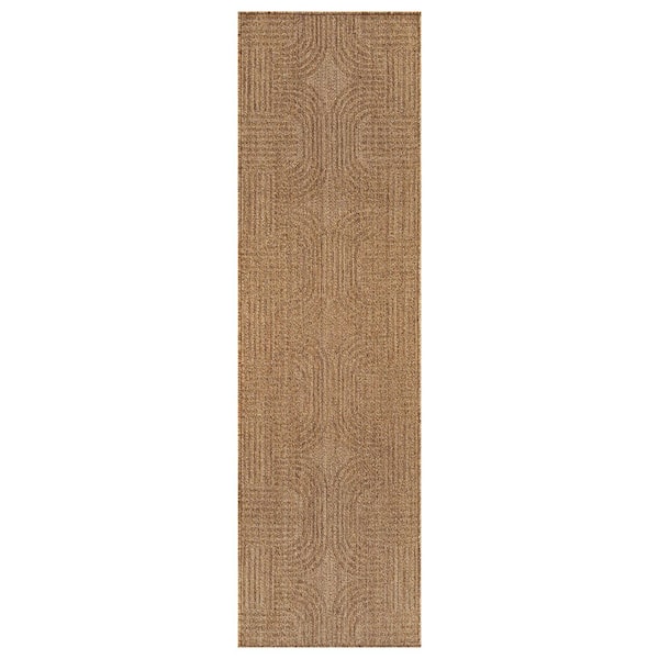 Geometric Natural/Jute Easy-Care Indoor/Outdoor Flat Woven 2 ft. 3 in. x 6 ft. Natural Area Rug