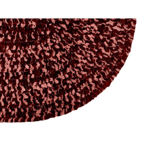Chenille Tweed Braid Collection Burgundy & Mauve 96" Round 100% Polyester Reversible Indoor Area Rug