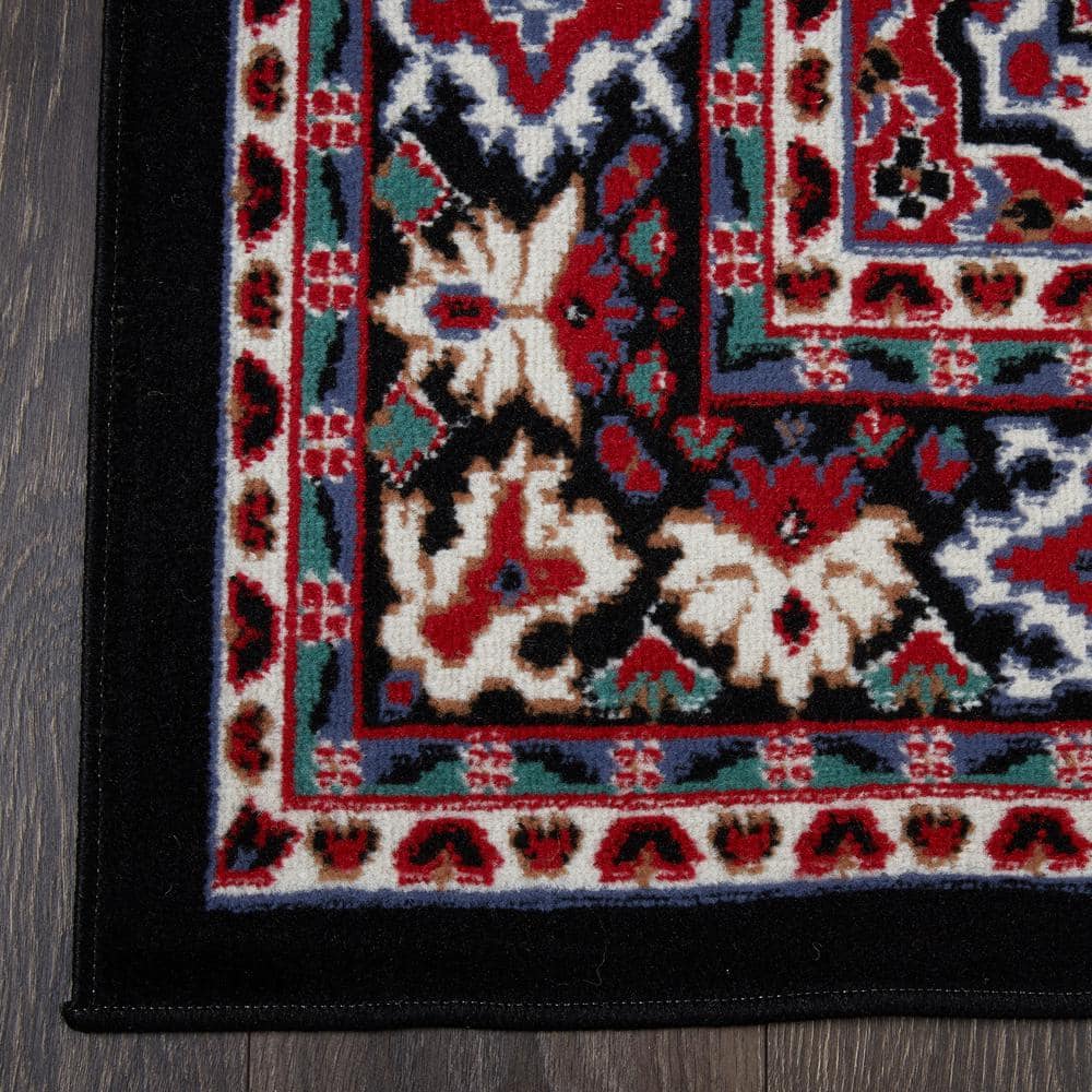 Classic Persian Style Black and Red Synthetic Area Rug Set