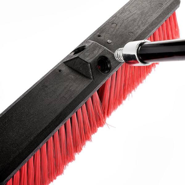 Alpine Industries 24 in Red Brush Smooth Surface Foam Grip Commercial Push Broom 