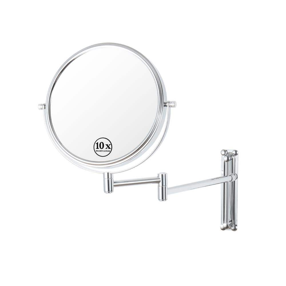 8.7 in. W x 13 in. H Round Magnifying Telescopic Wall Mounted Bathroom Make
