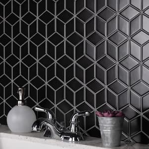 Metro Rhombus Matte Black 10-1/2 in. x 12-1/8 in. Porcelain Mosaic Tile (9.0 sq. ft./Case)