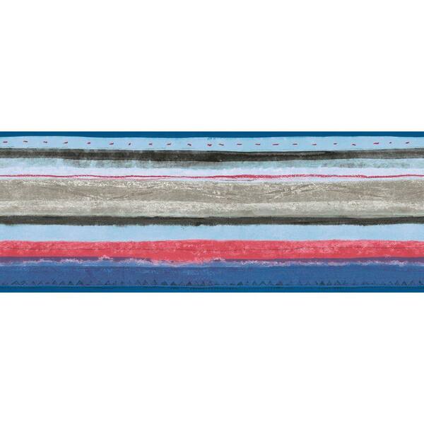 The Wallpaper Company 8 in. x 10 in. Mid-Tone Multicolored Stripe Border Sample