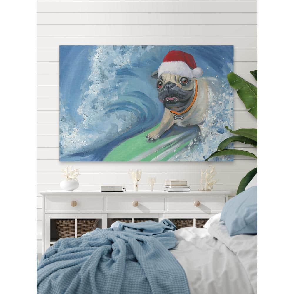 Santa Catching The Wave By Marmont Hill Unframed Canvas Animal Art Print 20