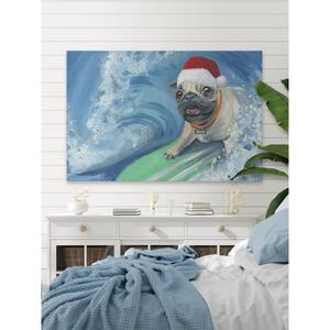 "Santa Catching The Wave" By Marmont Hill Unframed Canvas Animal Art Print 30 in. x 45 in.