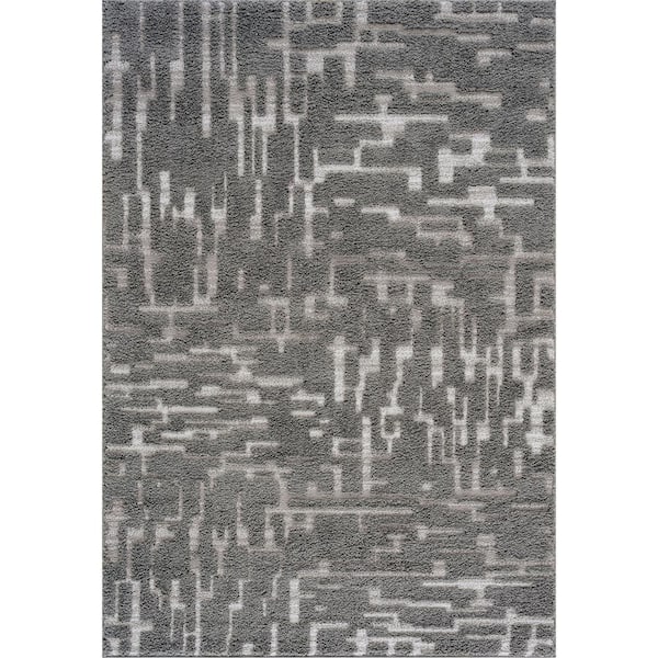 Artisan Shag Gray 9 ft. x 12 ft. Abstract Indoor Area Rug