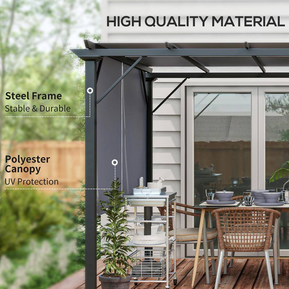 Gray Steel 11.8' x 10' Retractable Pergola Canopy