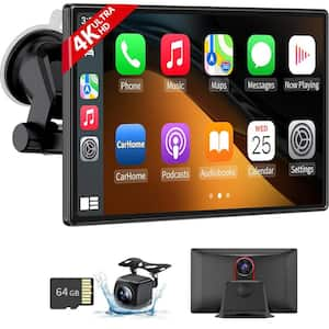 9 in. Wireless Apple/Android CarPlay for Car Stereo with 4K Dash Cam, GPS Navigation, HD Touchscreen and Backup Camera