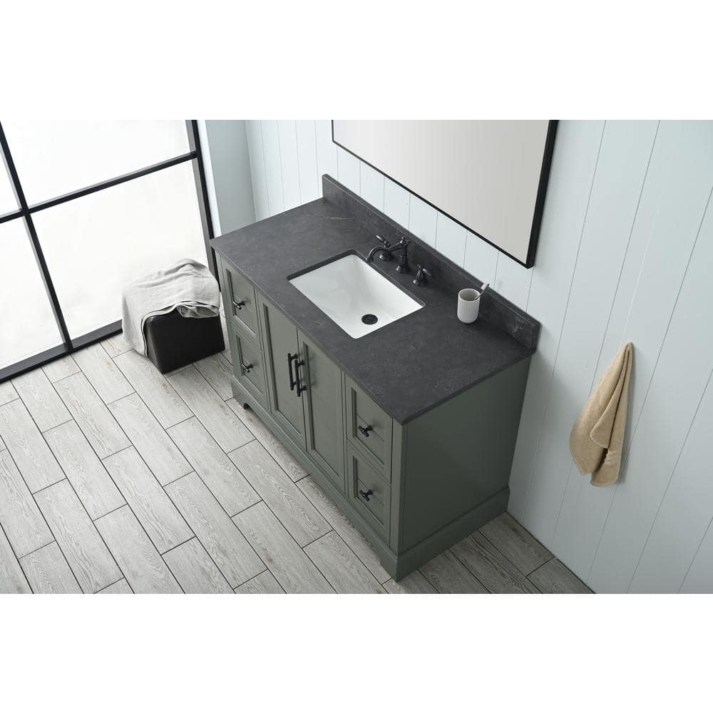 Vintage Green 48" Single Sink Bathroom Vanity with Stone Top