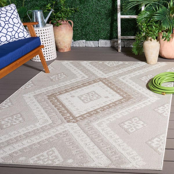 Global 4 ft. x 6 ft. Gray/Ivory Taupe Tribal Area Rug