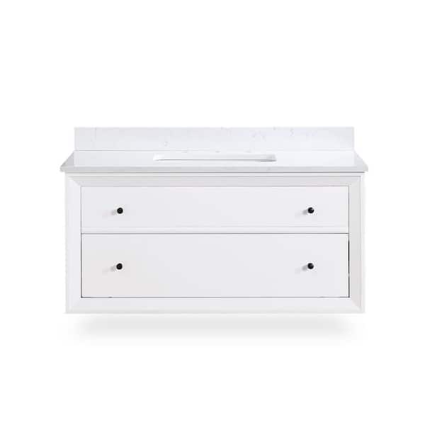 null Jalila 36 in. Floating White Bathroom Vanity with Sink