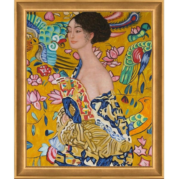 LA PASTICHE Signora con Ventolin Interpretation Gustav Klimt Gold Glow Framed People Painting Art Print 24 in. x 28 in.