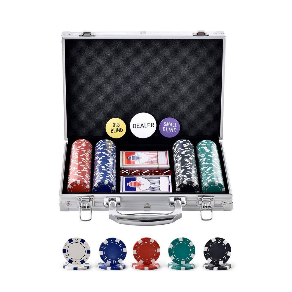 200-Piece Multicolor PS Plastic Poker Chip Set with Aluminum Case