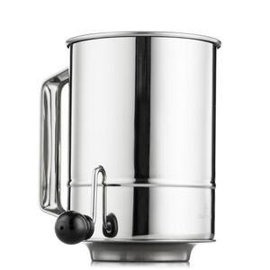 Stainless Steel Flour Sifter 5-Cup with Crank Handle
