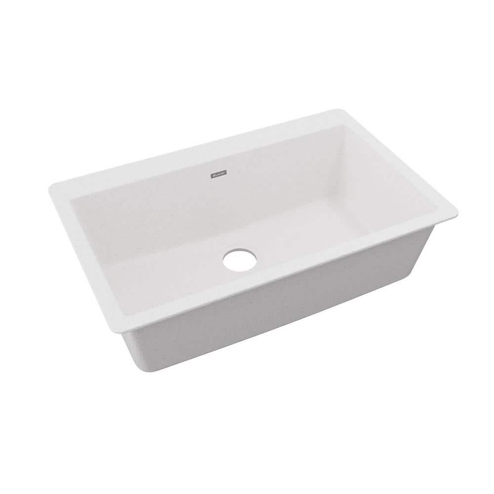 Quartz Classic 33 in. Drop-in Single Bowl White Granite/Quartz Composite Kitchen Sink Only