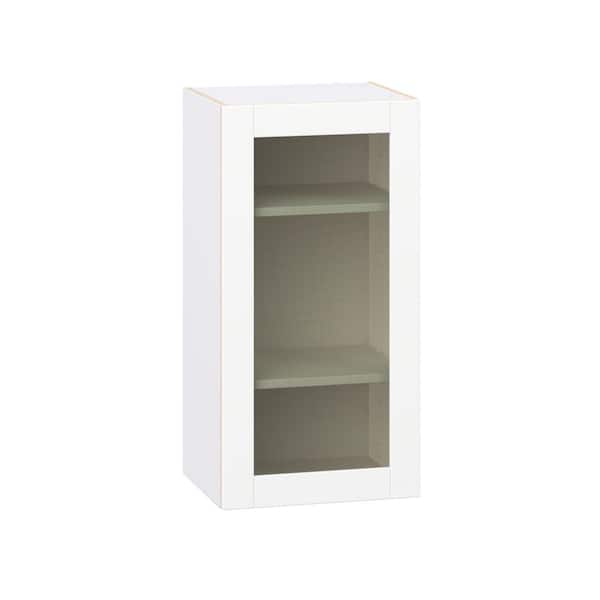 18 in. W x 14 in. D x 35 in. H Assembled Glass Door Wall Kitchen Cabinet in Bright White