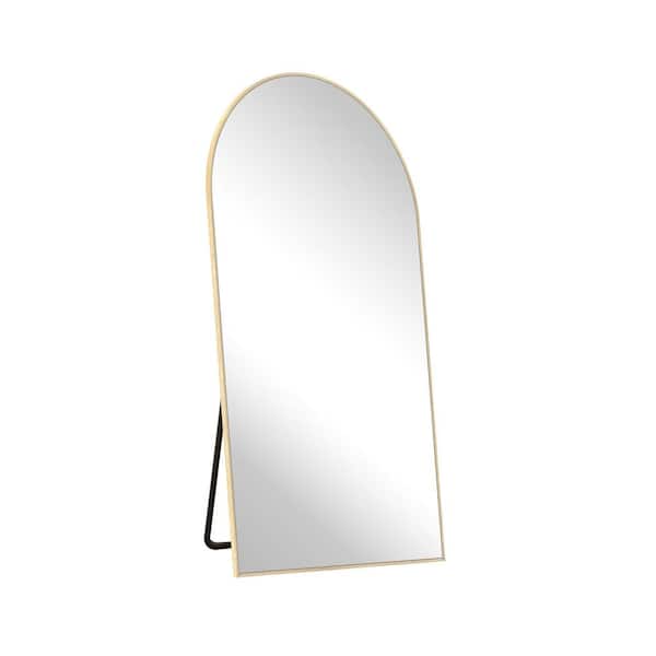 Brushed Gold 22 in. W x 65.1 in. H Arched Aluminum Framed Oversized Full Length Leaning Floor Mirror