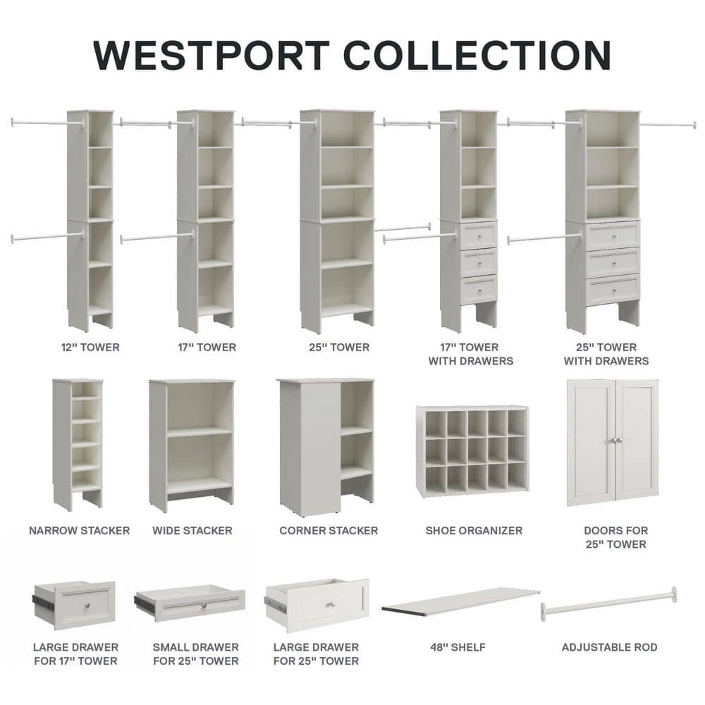 Adjustable White Steel Closet Rod, 30-48 Inch