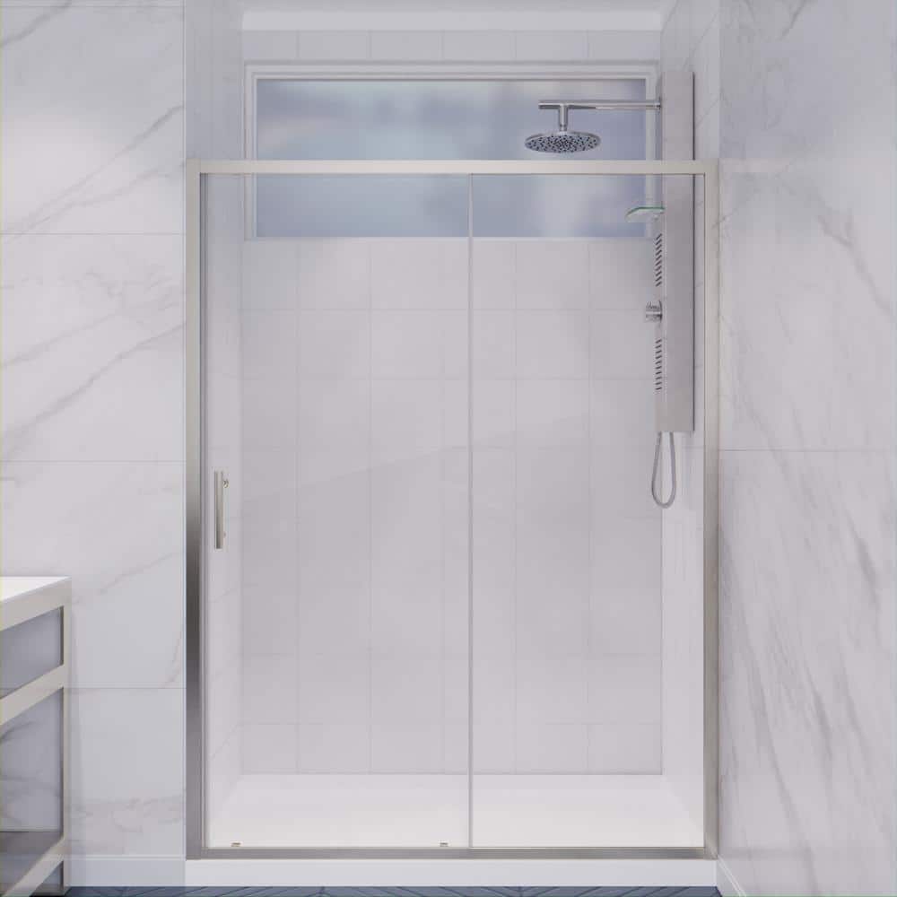 Halberd Series 48 in. x 72 in. H Sliding Framed Shower Door in Brushed Nick