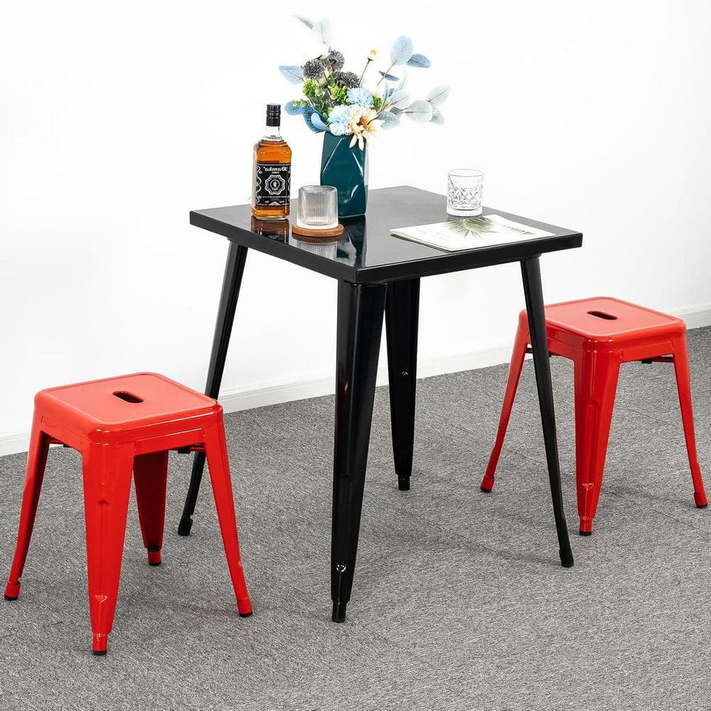 18 in. Industrial Metal Stools Set of 2, Red