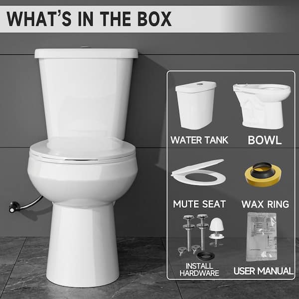 Unbranded - 17 in. ADA Toilet 1.0/1.28 GPF Dual Flush Comfort Height 2-Piece Toilet Round Toilet in White with Soft Close Seat