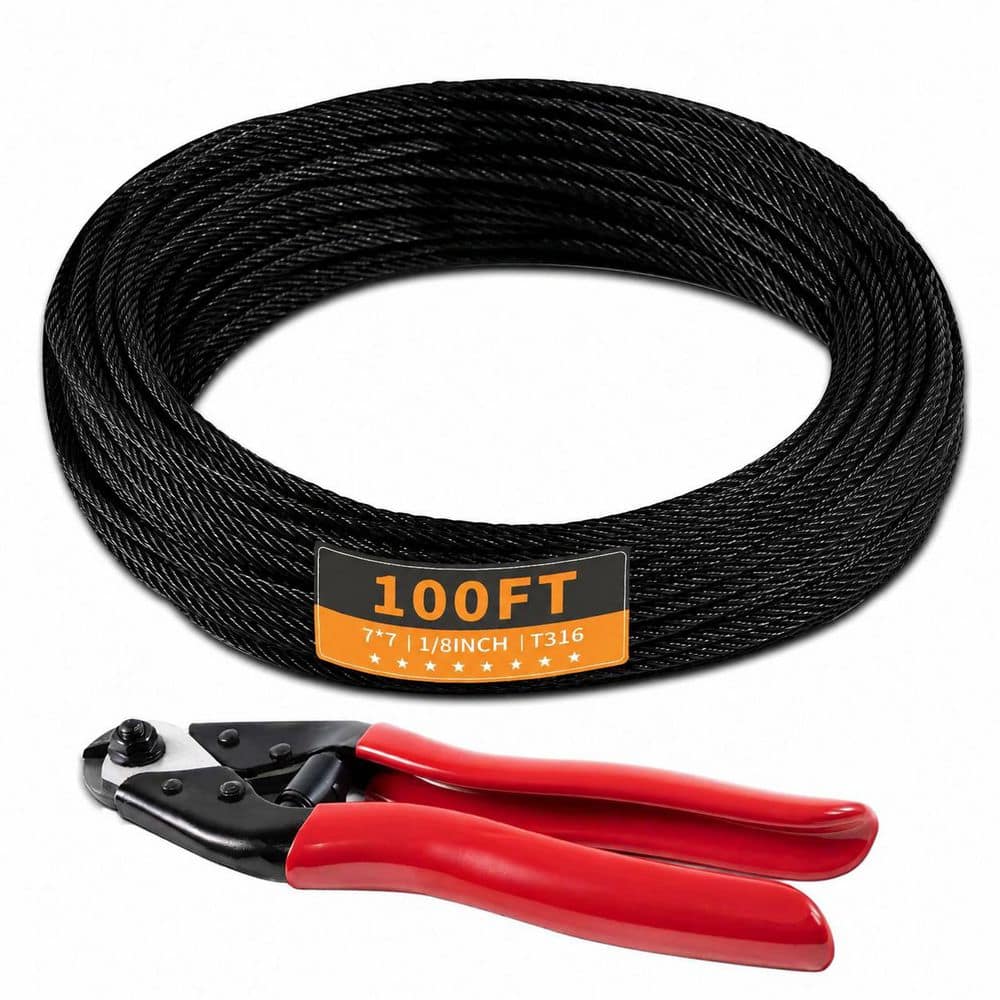 100 ft 1/8 in Black T316 Stainless Steel 7x7 Aircraft Wire Rope with Cable Cutter 1800lbs Breaking Strength price history on PriceWatchPro