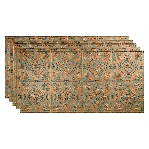 Fasade Traditional #2 2 ft. x 4 ft. Glue Up Vinyl Ceiling Tile in Copper Fantasy (40 sq. ft.)