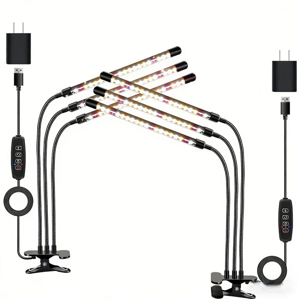 2-Pack 3-Head Grow Lights with Clip for Indoor Plants, Full Spectrum, Auto ON/Off Timer 3/9/12H, Dimmable, Warm White price history on PriceWatchPro
