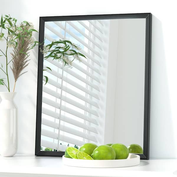 16 in. W x 20 in. H Rectangle Aluminum Framed Wall Bathroom Vanity Mirror in Black