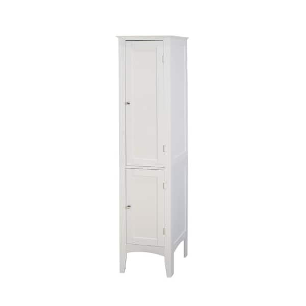 Tatahance 15.3 in. W x 15.3 in. D x 63 in. H White Narrow Tower Freestanding Linen Cabinet with 2 Shutter Doors