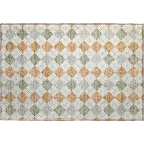 Mayfield Premium Machine Washable Abstract AMF2238 Coral 2 ft. x 3 ft. Accent Rug