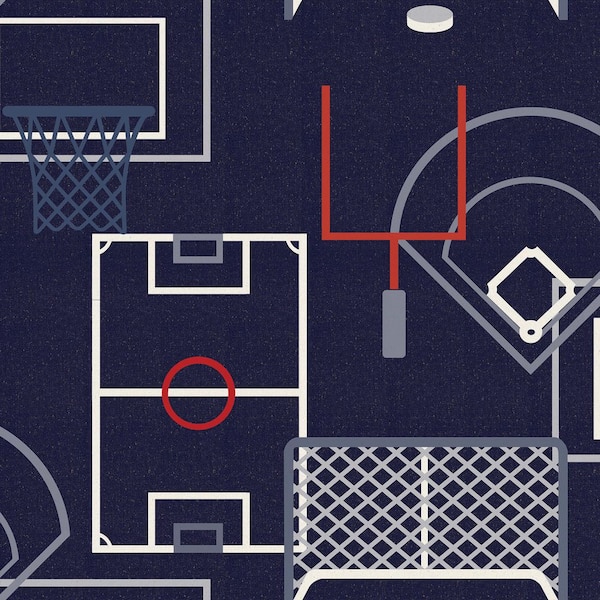 Sports Play Zone Navy Peel and Stick Wallpaper