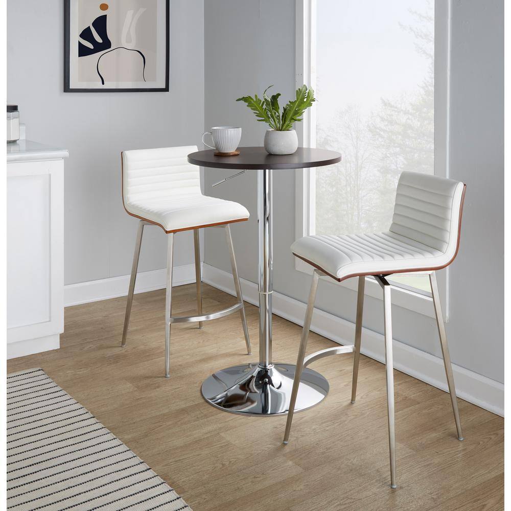 Mason White Faux Leather and Chrome Adjustable Pub Set