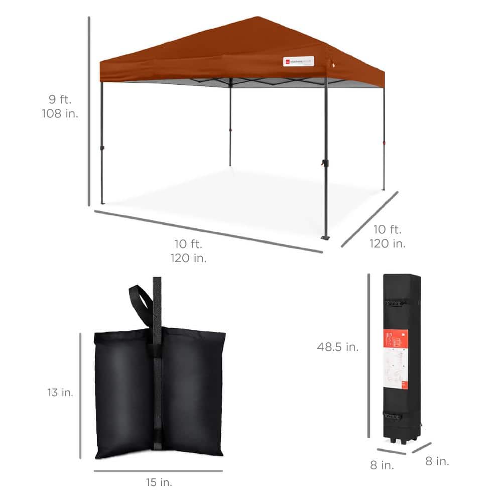 Rust 10x10ft Easy Setup Pop Up Canopy with Wheeled Case