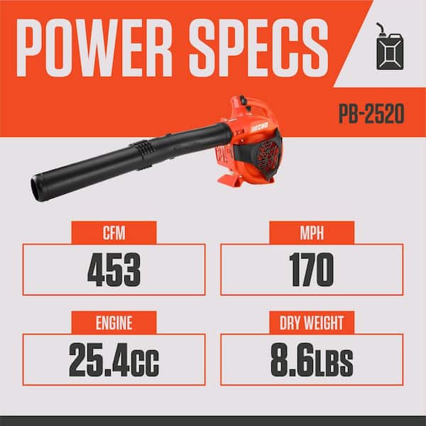170 MPH 453 CFM 25.4 cc Gas 2-Stroke Handheld Leaf Blower