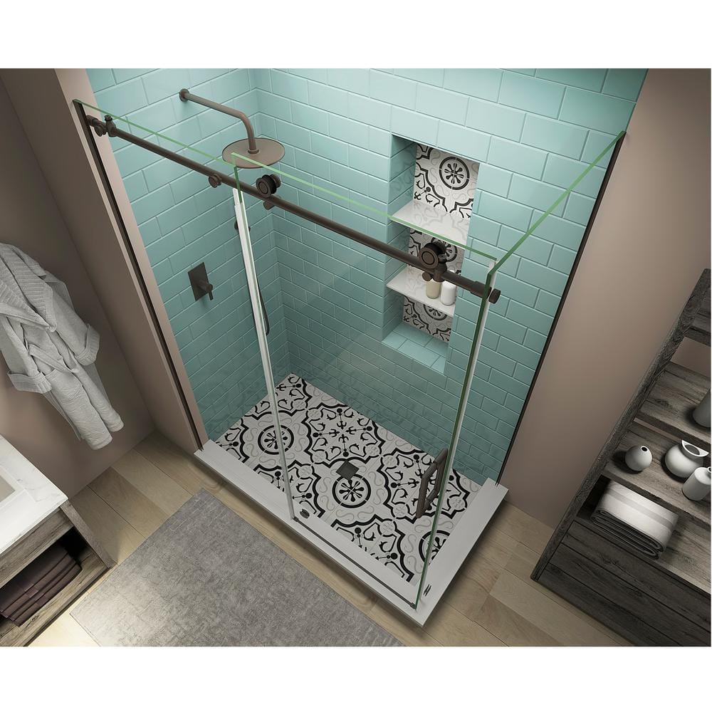 Coraline XL Frameless Clear Glass Bronze Sliding Shower Enclosure