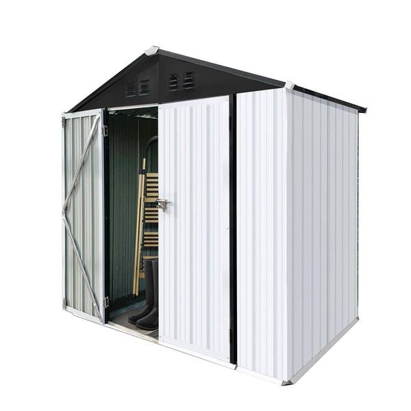 Unbranded Metal Shed, 73 in. W x 50 in. D x 75.6 in. H White Metal Outdoor Storage Cabinet
