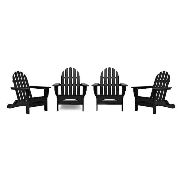 DUROGREEN Icon Black 4-Piece Plastic Adirondack Patio Seating Set