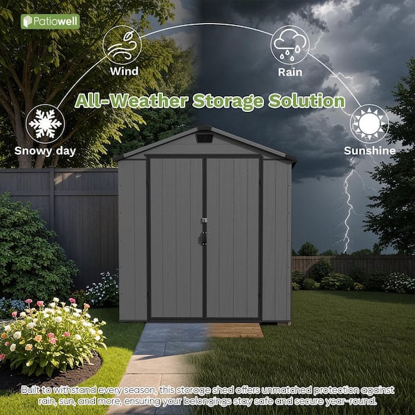Patiowell 6 ft. W x 8 ft. D Outdoor Storage Resin Plastic Shed