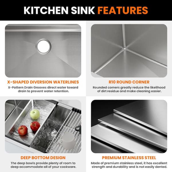 33 in. x 22 in. Stainless Steel Single Bowl Drop-In Kitchen Sink with Accessories in Brushed Finish