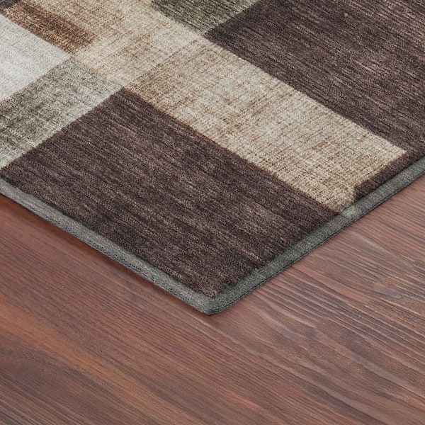Mayfield Premium Machine Washable Abstract AMF2365 Brown 9 ft. x 12 ft. Area Rug