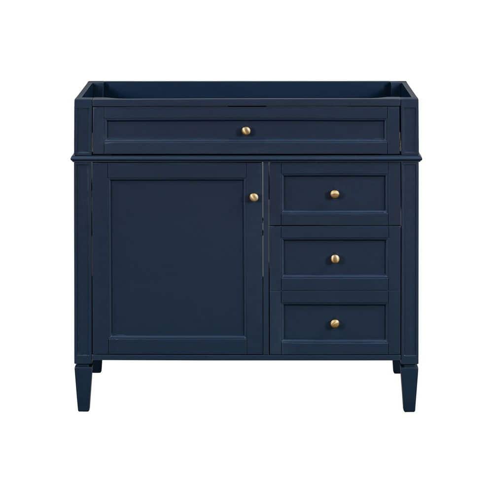 36 in. Solid Wood Frame Bath Vanity Cabinet without Top in Blue with 2 Drawers and a Tip-out Drawer price history on PriceWatchPro