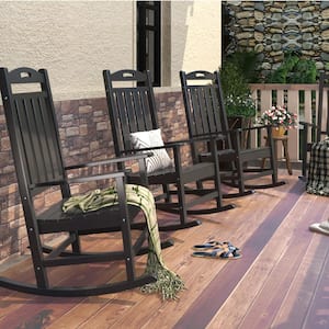 High-Eco Black Plastic Outdoor Rocking Chair