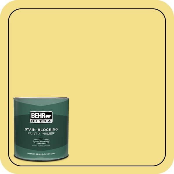 BEHR ULTRA 1 qt. Home Decorators Collection #HDC-SP16-03 Lemon Curd Extra Durable Semi-Gloss Enamel Interior Paint & Primer