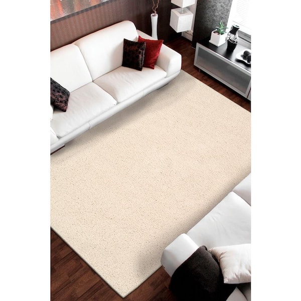 Amore Solid Shag Cream 5 ft. x 7 ft. Modern Shag Area Rug